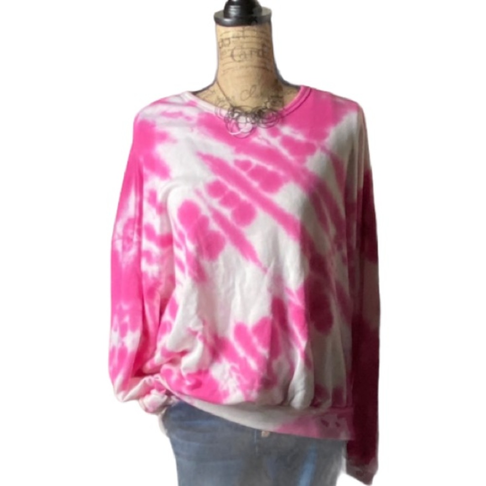 Fantastic fawn pink/white tie dye long sleeved top